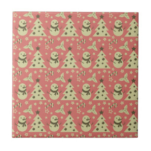 Azulejo Árboles de Navidad retro estrella de berry caramel
