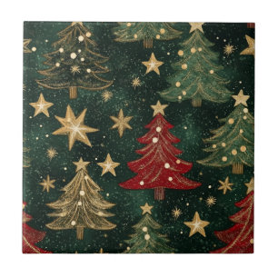 Azulejo Árboles de Navidad y Estrellas con Purpurina (1)