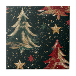 Azulejo Árboles de Navidad y Estrellas con Purpurina (3)