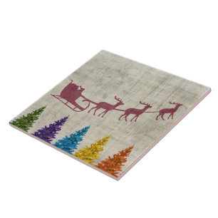 Azulejo Árboles de Sleigh y Coloridos de Santa