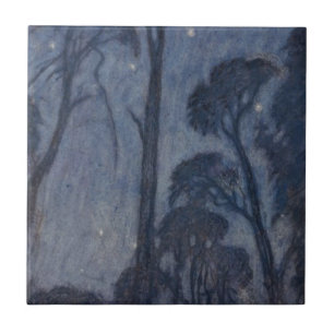 Azulejo Árboles en Crepúsculo (por Edward Robert Hughes)