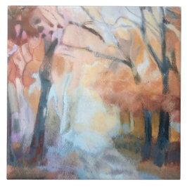 Azulejo Árboles modernos de color naranja amarillo marrón