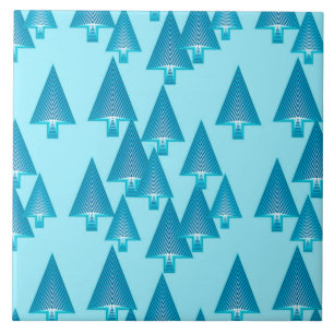 Azulejo Árboles modernos metálicos de Navidad - azul cielo