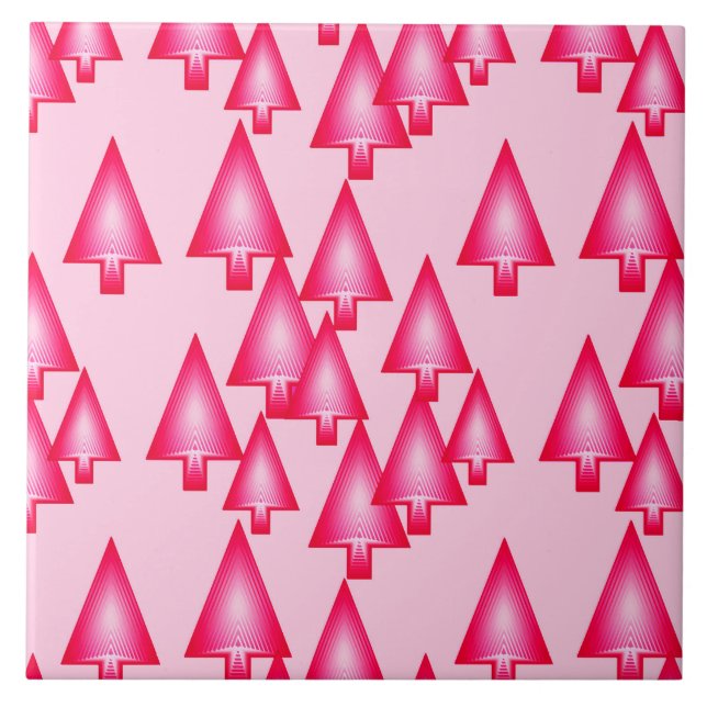 Azulejo Árboles modernos metálicos de Navidad - rosa fucsi (Frente)