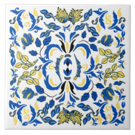 Azulejo Árboles y hojas William Morris amarillo blanco azu