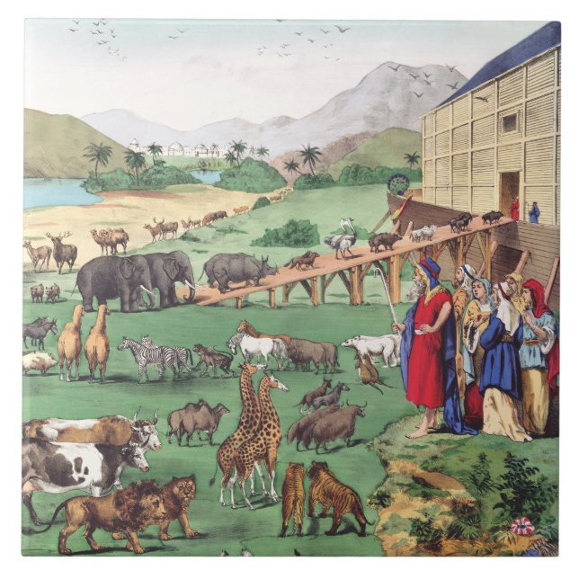Azulejo Arca de Noé con animales (Frente)
