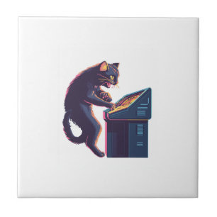 Azulejo Arcade Meowster � Gato Jugador Nostálgico