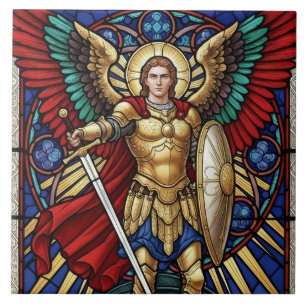 Azulejo Arcángel Miguel - Ángel Colorido de Vidrio Emploma
