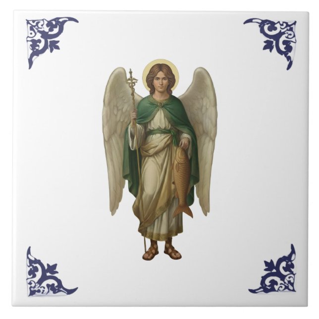 Azulejo Arcángel Rafael Ángel Arte Religioso (Frente)