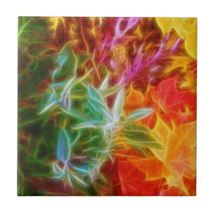 Azulejo Arco iris de las hojas de otoño del fractal