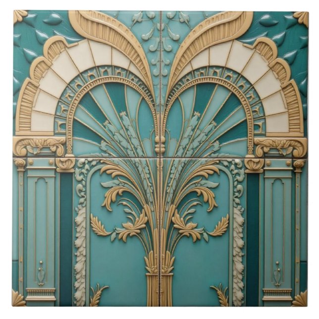 Azulejo Arco verde azulado de arrebato de sol (Frente)