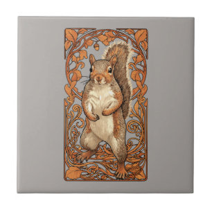 Azulejo Ardilla Art Nouveau - amante de las ardillas diver