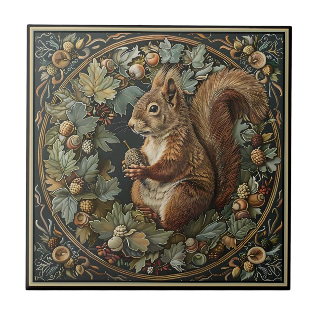 Azulejo Ardilla con una bellota (Frente)