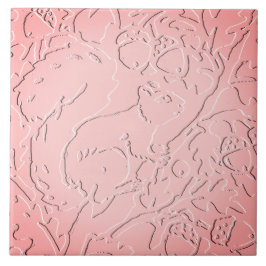 Azulejo Ardilla de Ombre Rosa Squirrel Bosque Grabado en r