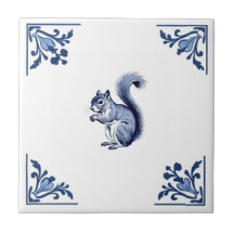 Ardilla Delft Esquinas Blancas Azules Animales De 