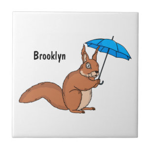 Azulejo Ardilla roja con paraguas personalizado