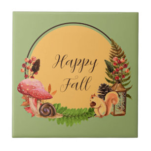 Azulejo Ardilla y naturaleza con texto de personalizable