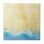 Azulejo Arena acuática y barandilla de cerámica acuática<br><div class="desc">La arena es de color agua y la marea azul salpicada de purpurinas falsos. Ideal para su casa o casa de campo. Creado por Simply Farmhouse Press.</div>