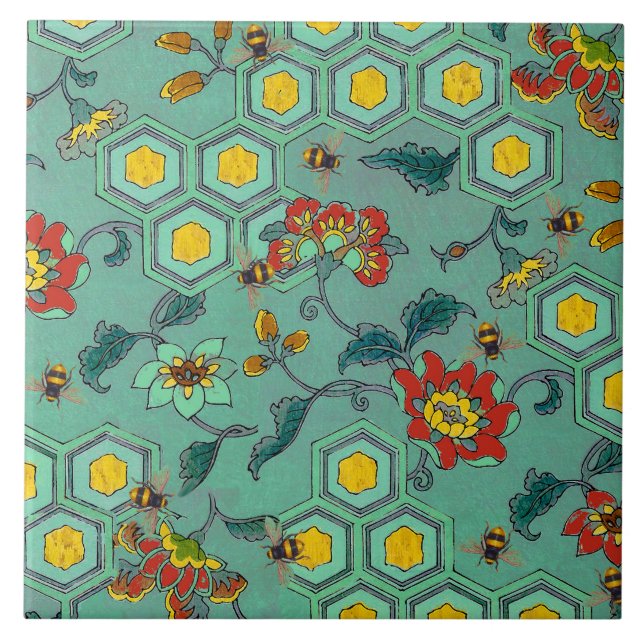 AZULEJO ARENES DE MIEL, BEEHIVAS, FLORES DE PRIMAVERA ACOG (Frente)