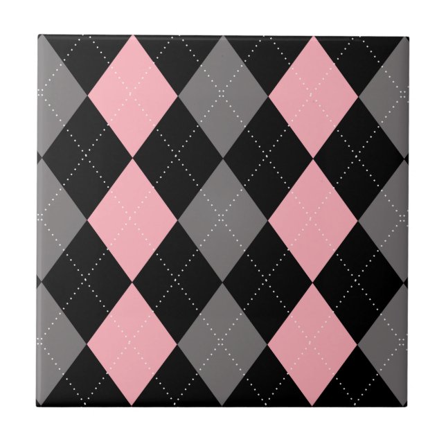 Azulejo Argel gris negro rosado retro (Frente)