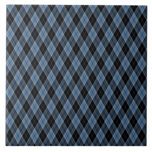 Azulejo Argyle Azul Negro Blanco Rayas Patrón de diamante