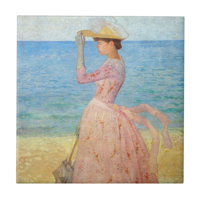 Azulejo Aristide Maillol - Mujer con un Paraguas (Frente)