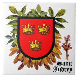 Azulejo Armas atribuidas a St Audrey (Etheldreda) en Fresn