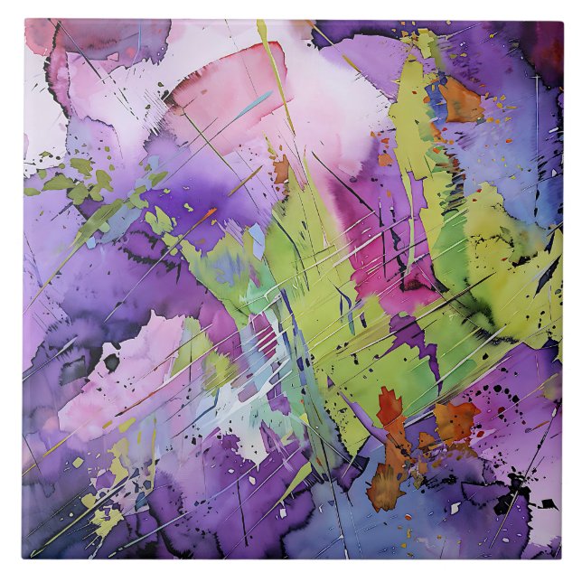 Azulejo "Armonía caótica" Arte abstracto contemporáneo (Frente)