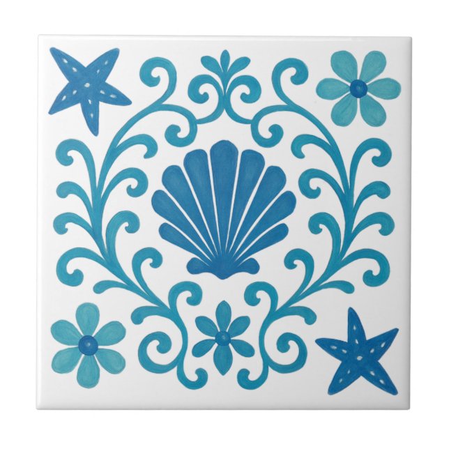 Azulejo Armonía Mediterránea – Costera Azul y Turquesa (Frente)