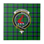 Azulejo Armstrong Tartan, Clan Badge and Motto Tile<br><div class="desc">One of the Armstrong clan tartan,  badge,  and motto tile.</div>