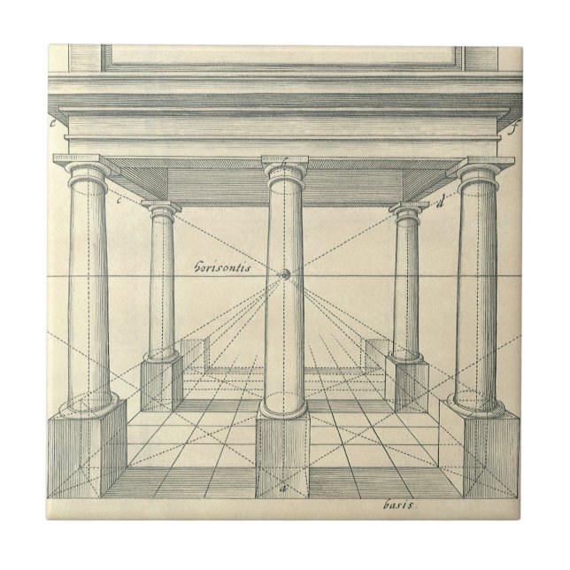 Azulejo Arquitectura antigua, pórtico romano con columnas (Frente)