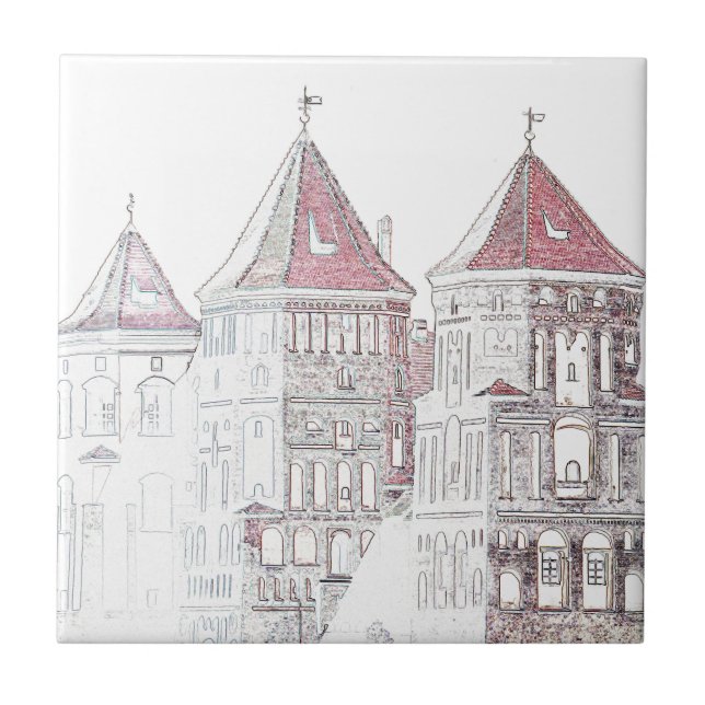 Azulejo Arquitectura del castillo Mir de Bielorrusia (Frente)