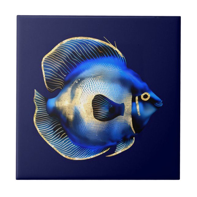 Azulejo Arrecife Oro azul hippo tang pez pared decorativa (Frente)