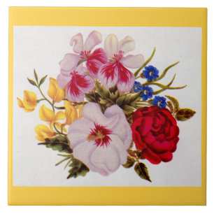 Azulejo Arreglo floral de flores del siglo XVIII