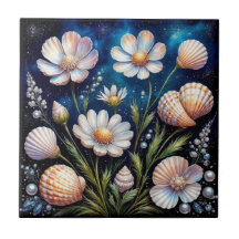 Arreglo floral elegante con conchas marinas