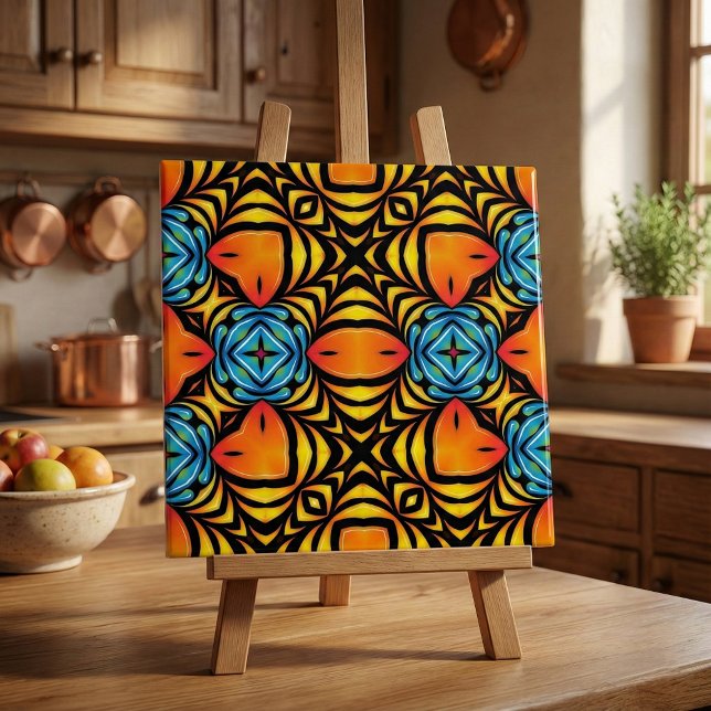 Azulejo Arreglos simétricos de color azul amarillo naranja (Subido por el creador)