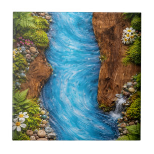 Azulejo Arroyo Sereno del Bosque Arte de Agua de la Natura