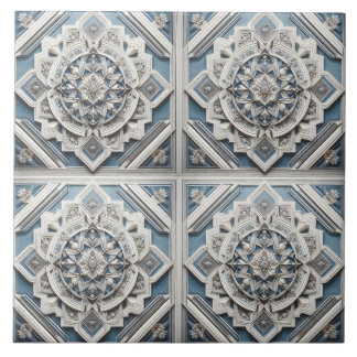 Azulejo Art Decó 4 cuadradas Líneas Todos los tonos azul g