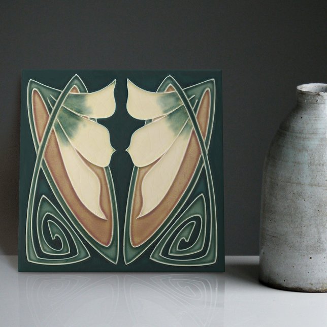 Azulejo Art Decó Amarillo Lily Floral Pared Decoración Art (Subido por el creador)