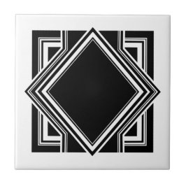 Azulejo Art Deco Blanco Negro Geométrico Cuadrado Elemento