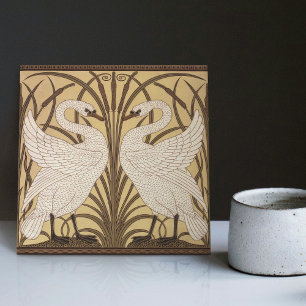 Azulejo Art Decó Cisnes Pared Decoración Art Nouveau Swan