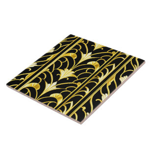 Azulejo Art Deco Colección moderna de oro negro