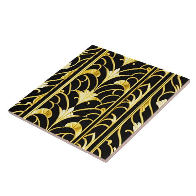 Azulejo Art Deco Colección moderna de oro negro (Lado)
