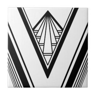 Azulejo Art Deco Crisp Geométrico Elegante Blanco Blanco N
