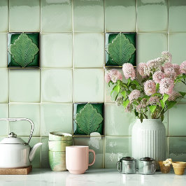 Azulejo Art Deco de hoja verde