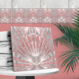 Azulejo Art Deco de la concha de mar -Rosa Quartz y Pearl