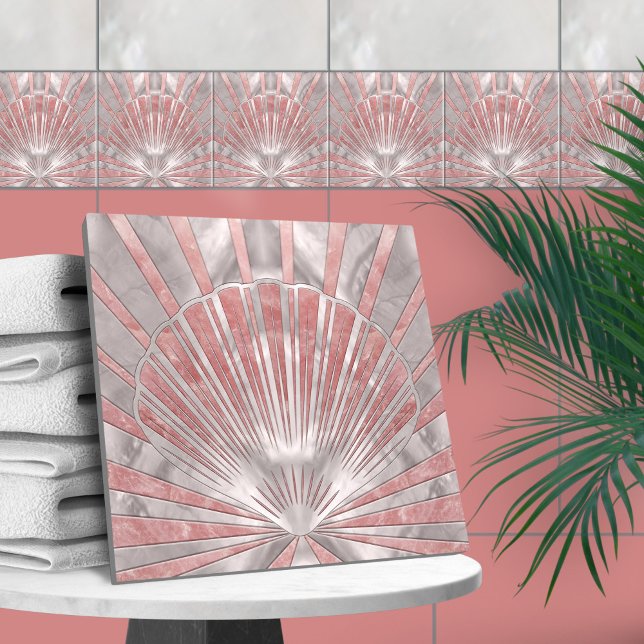 Azulejo Art Deco de la concha de mar -Rosa Quartz y Pearl (Subido por el creador)