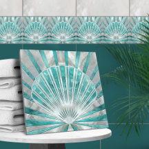Art Deco de las conchas marinas: Aquamarine y Pear
