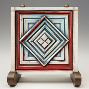 Azulejo Art Deco Diamante Profundidad Muted Turquesa Óxido