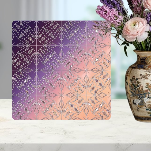 Azulejo Art Deco Diamond Pattern Purple Peach Ombre  (Subido por el creador)